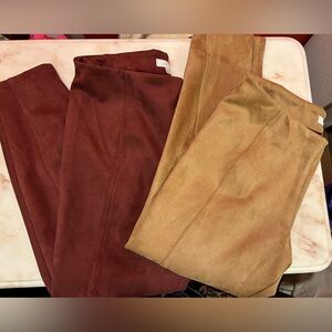 Faux Suede Leggings in camel and burgundy